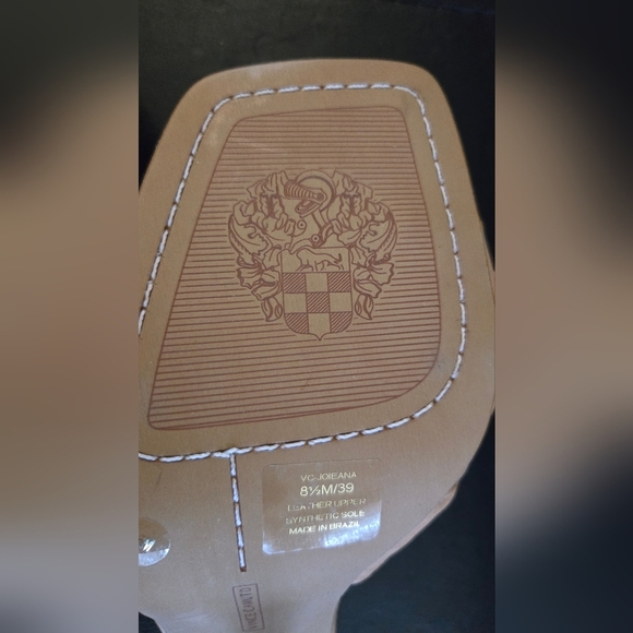 Vince Camuto Joieana Puffy Strap Dress Mule Heeled Sandal Tan NWOT - Picture 8 of 9